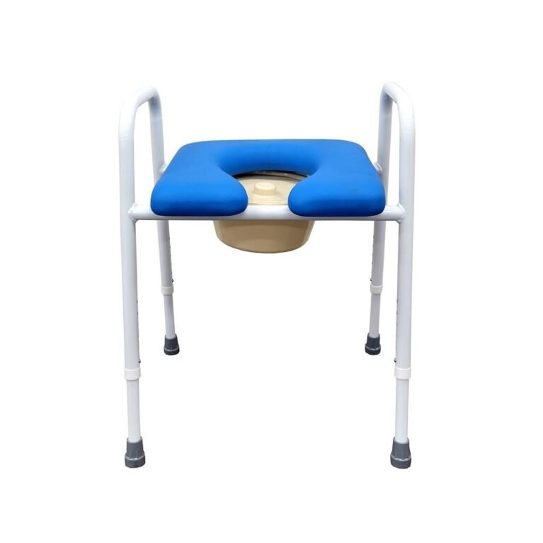 KCare Over Toilet Frame with 3-In-1 Commode Pan Splash Guard Open Front Padded Seat