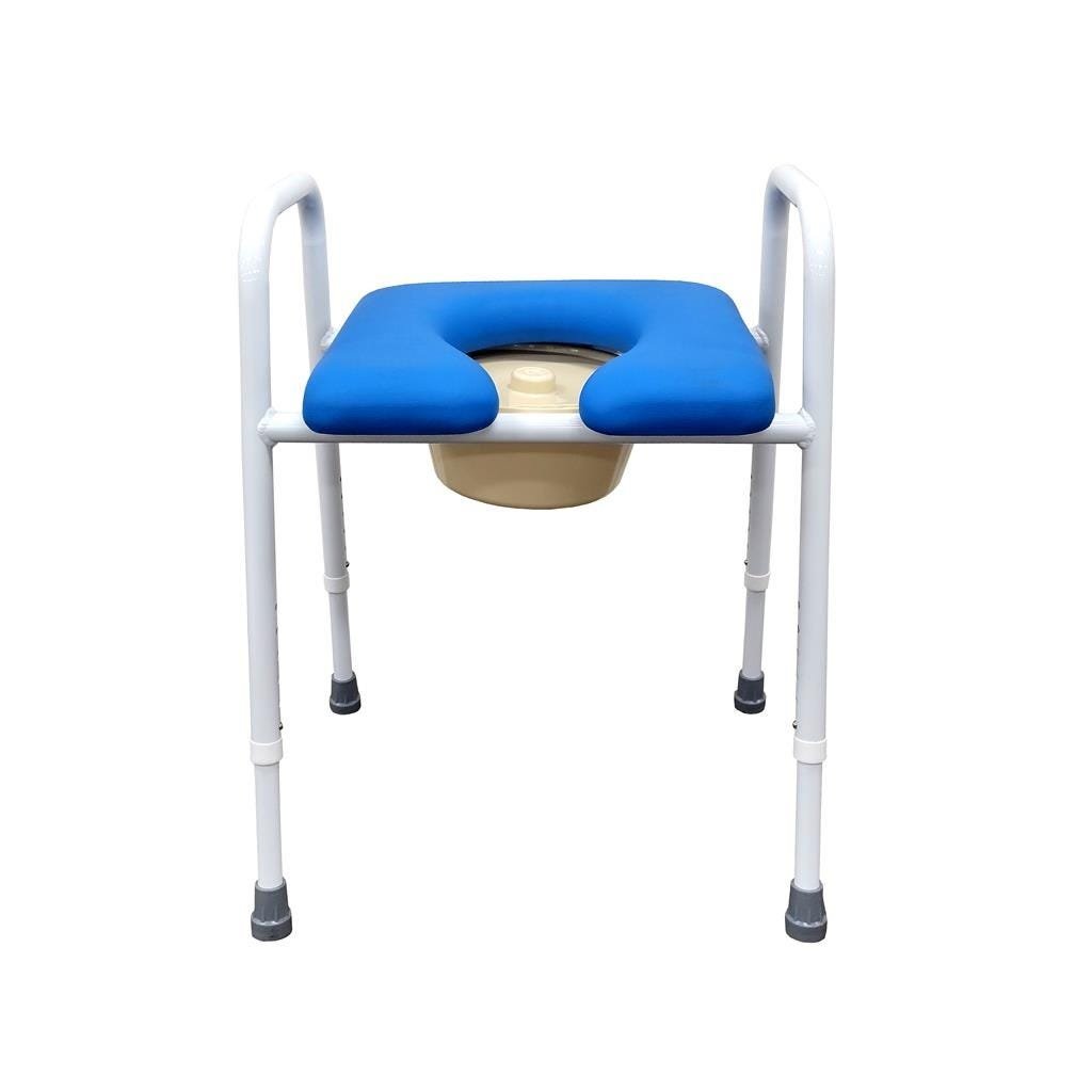 KCare Over Toilet Frame with 3-In-1 Commode Pan Splash Guard Open Front Padded Seat