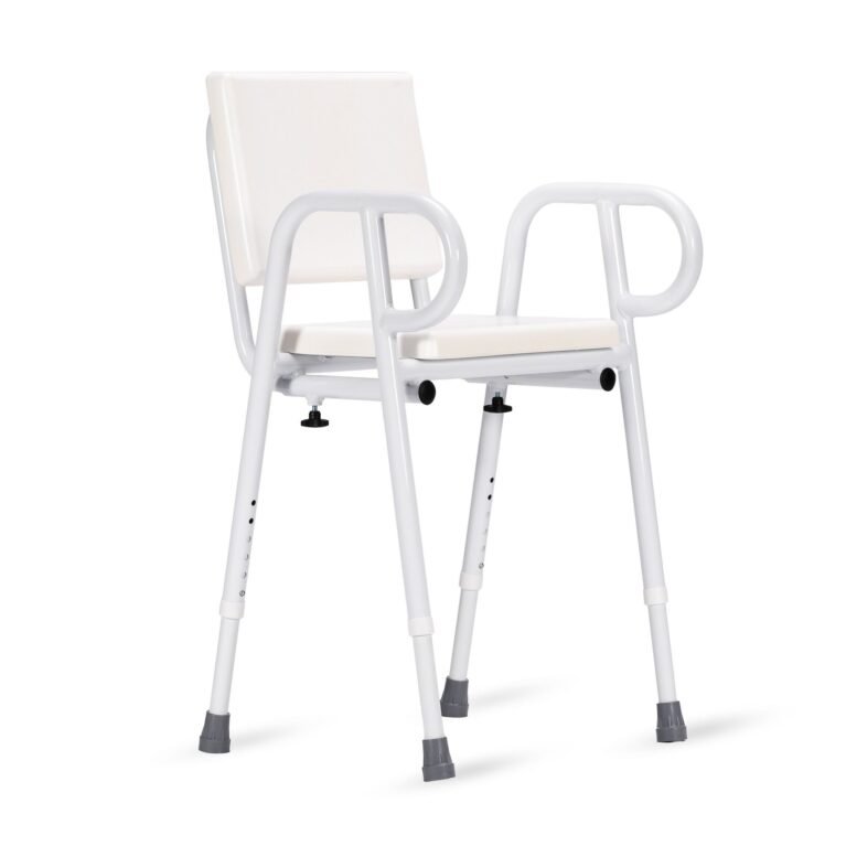 KCare Aluminium Shower Stool with Padded Seat with Backrest