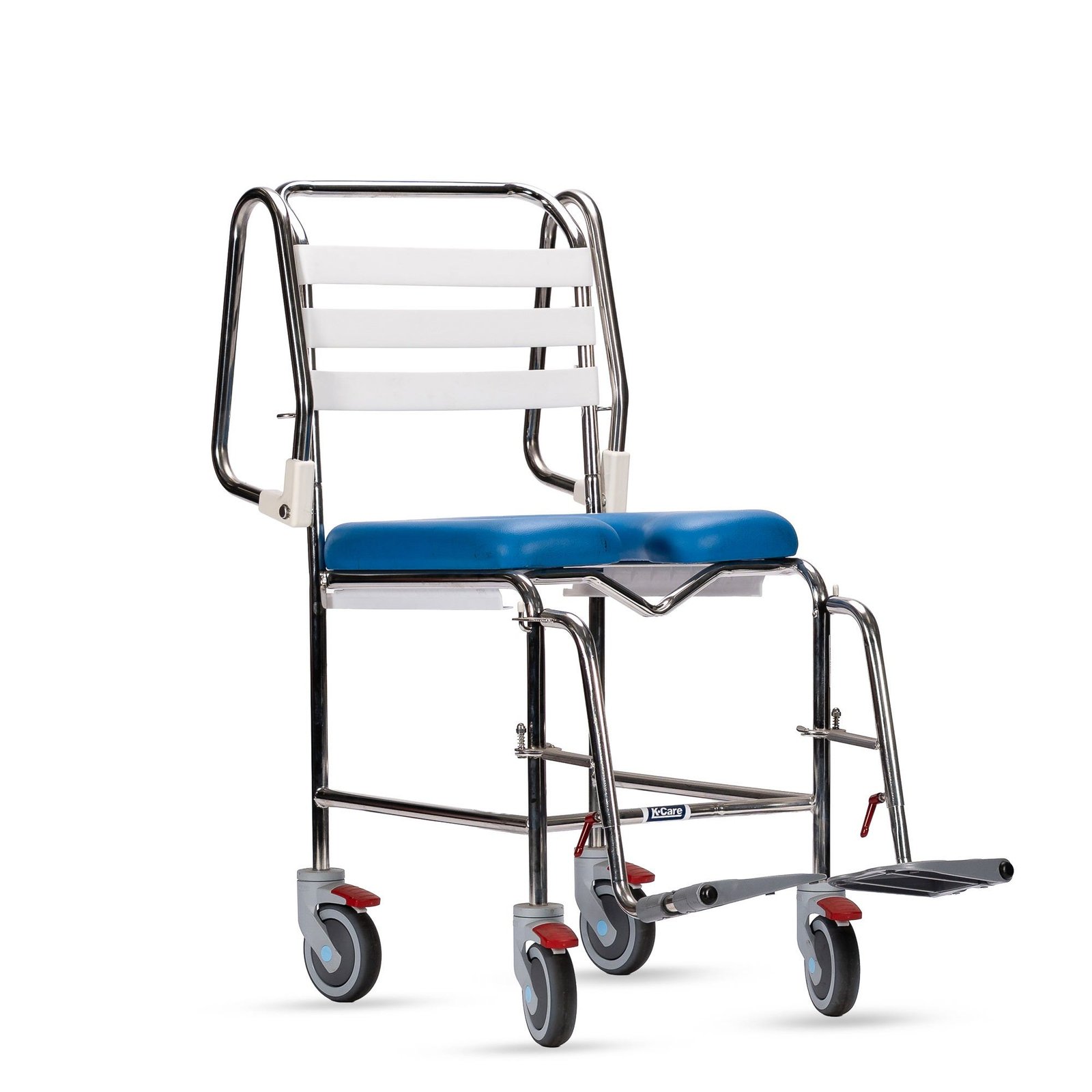 KCare Attendant Propelled Shower Commode with Swing-Up Arms and Swingaway Footrest - Image 2