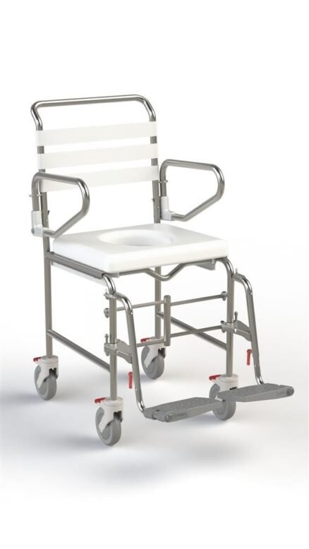 KCare Folding Attendant Propelled Shower Commode with Swing-Away Footrest