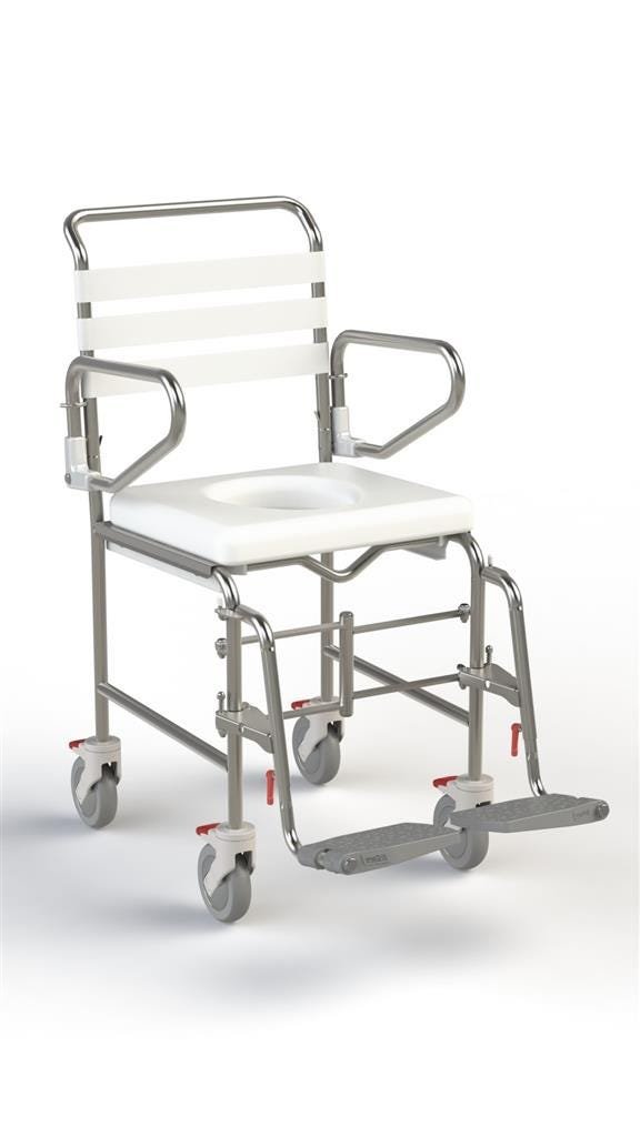 KCare Folding Attendant Propelled Shower Commode with Swing-Away Footrest