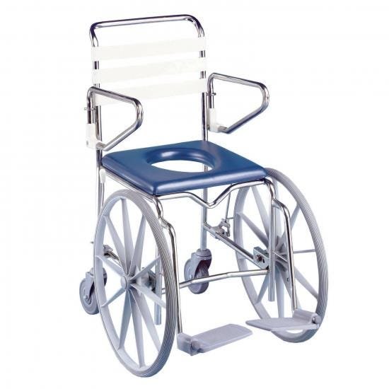 KCare Front Wheel Self Propelled Shower Commode with Swing-Up Arms and Swingaway Footrest - 445mm
