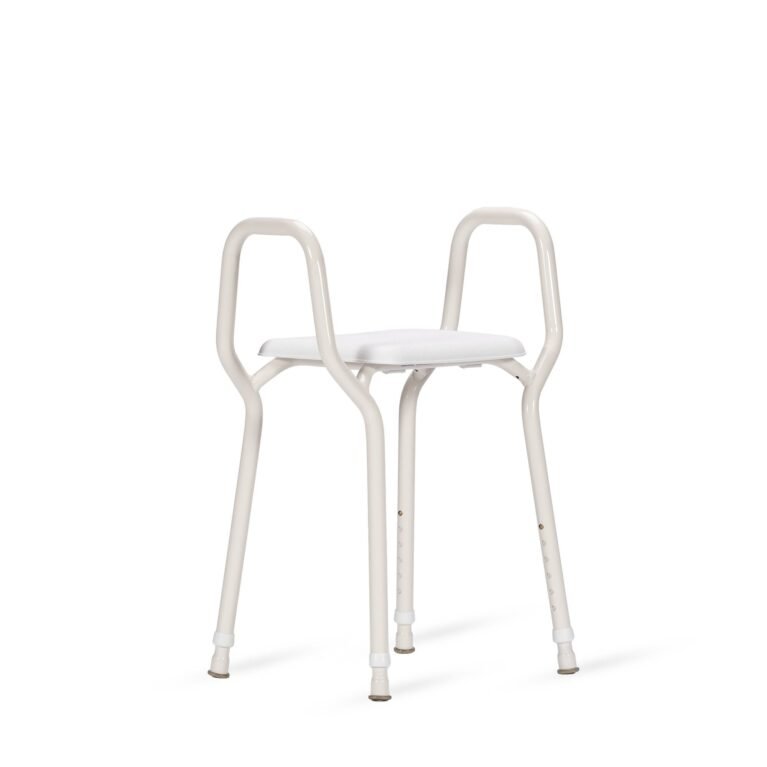 KCare Heavy Duty Shower Stool Clip-on Plastic Seat with Arms Aluminium
